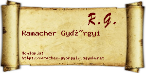 Ramacher Györgyi névjegykártya